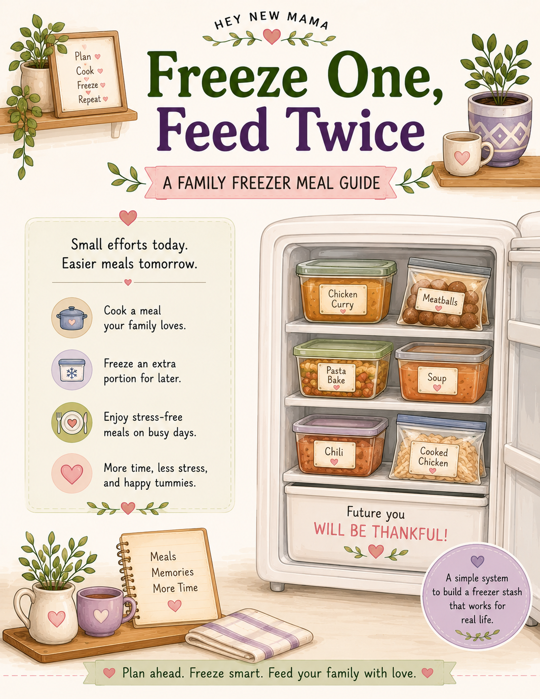 Freeze One, Feed Twice family freezer meal guide